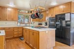 This large kitchen offers plenty of room for meal prep 